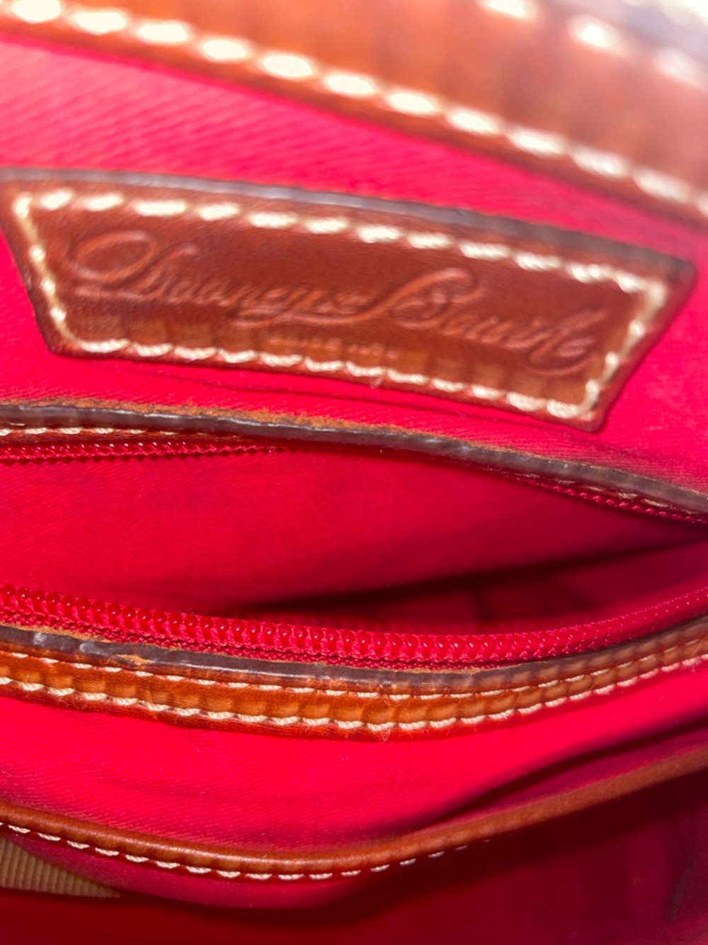 Dooney & Bourke Pebble Leather Satchel in Burgundy with Brown Trim - Picture 3 of 5